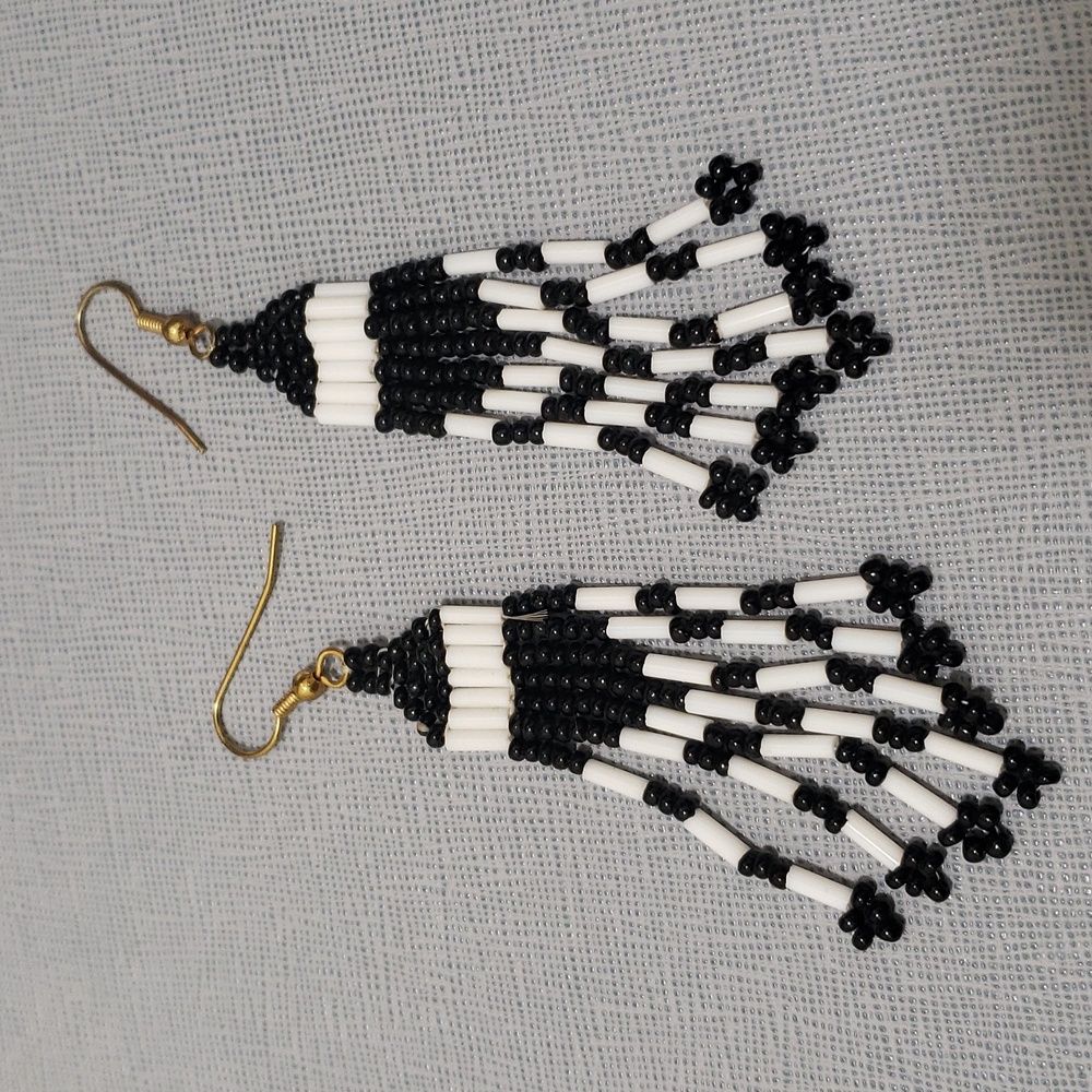 Vintage Earrings Glass Seed Bead Peyote Stitch